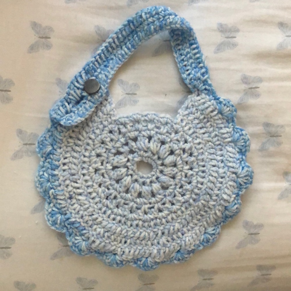 Handmade crochet baby bib